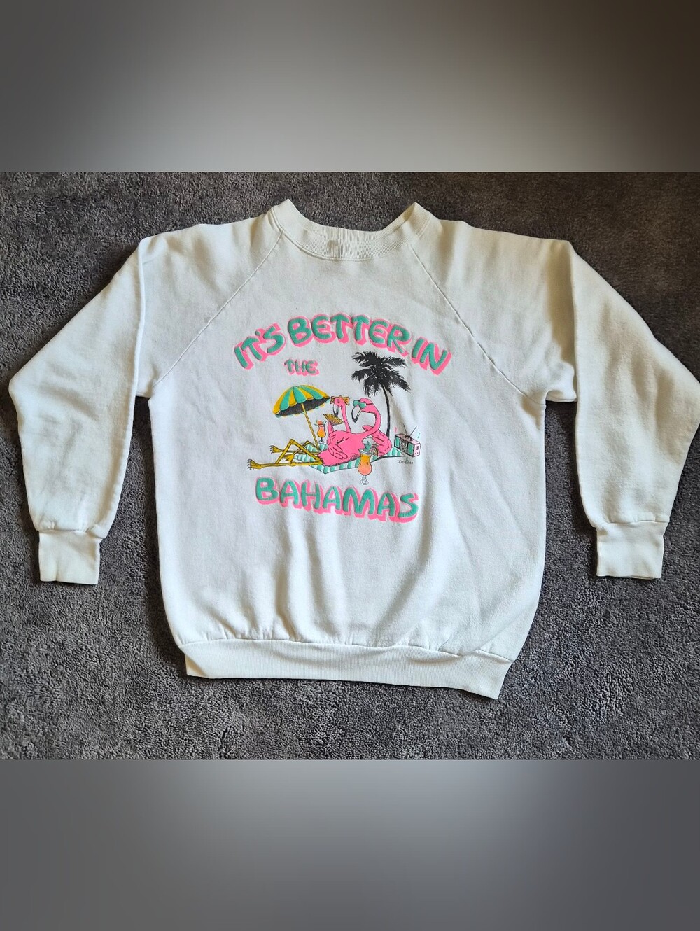 Vintage 90s Fruit of the Loom Bahamas Puff Print Sweatshirt Crewneck